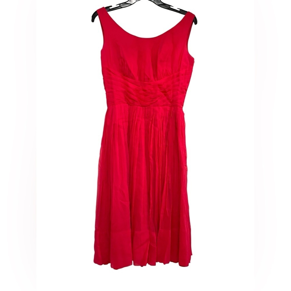 Vintage 1950s Pink Chiffon Cocktail Dress Magenta Party Dress
